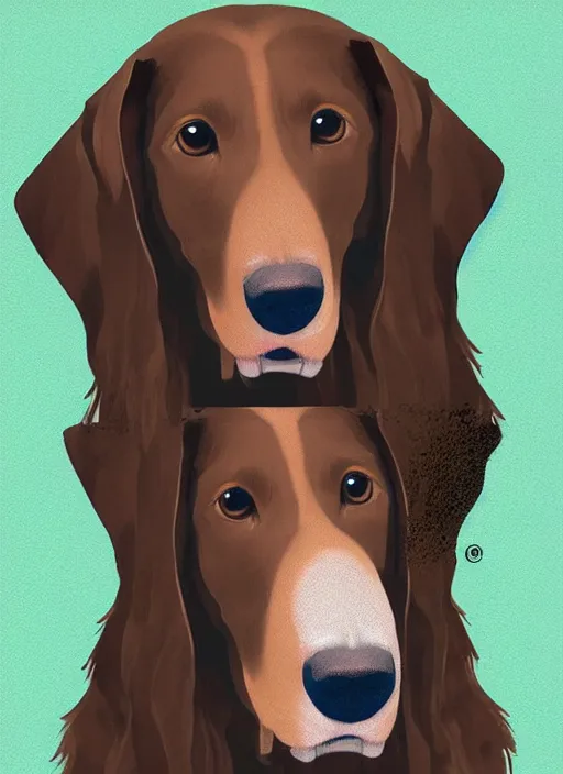 Image similar to short hair brown dashhound, colourful digital art