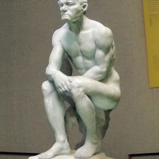 Image similar to thinker by rodin with iphone in hand