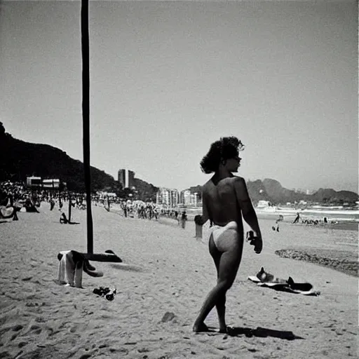 Prompt: “Photos of daily life at Rio Brazil 🇧🇷 Beaches (Ipanema, Leblon, Copacabana) shot by Blake W. Smith, 1978”