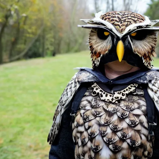 Image similar to photo man wearing ornate owl armour