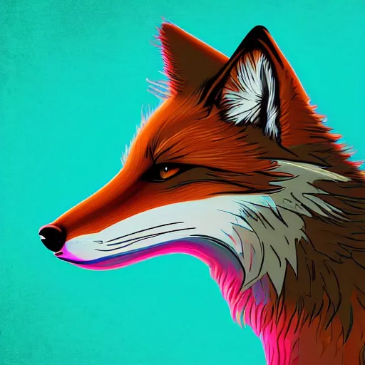 Prompt: digital fox, retrowave palette, geometric digital world, highly detailed, electric breeze, anatomically correct vulpine, synth feel, fluffy face, ear floof, flowing fur, super realism, accurate animal imagery, 4 k digital art