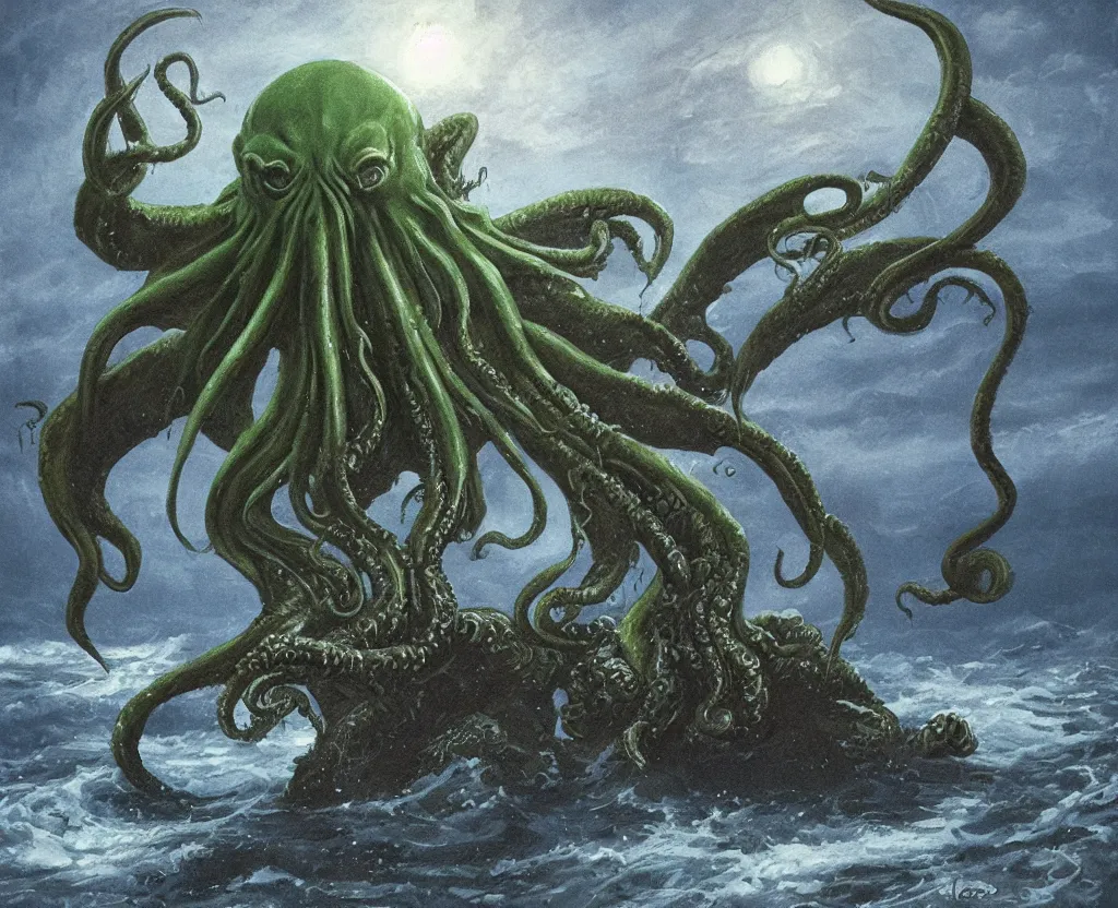 Prompt: cthulhu rises from the sea by ivan aiwasowski