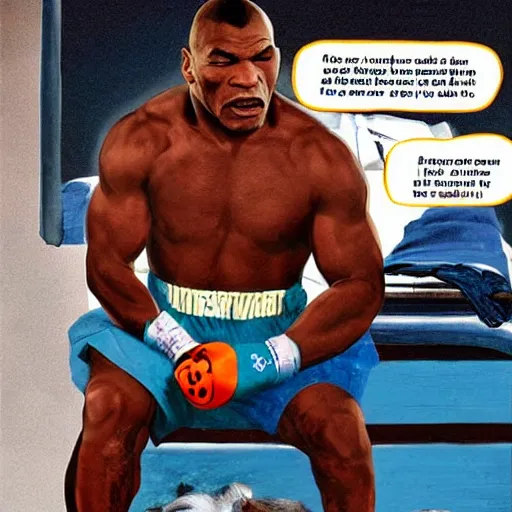 Image similar to mike tyson, super skinny, he is dying, he is in a hospital bed, super realistic, hyper detailed.