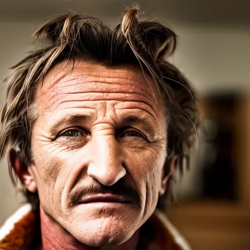 Image similar to a portrait of sean penn as a raisin, dslr.