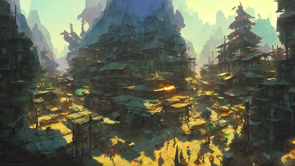 Prompt: downtown battle mountain, by craig mullins, with studio ghibli style, highly detailed