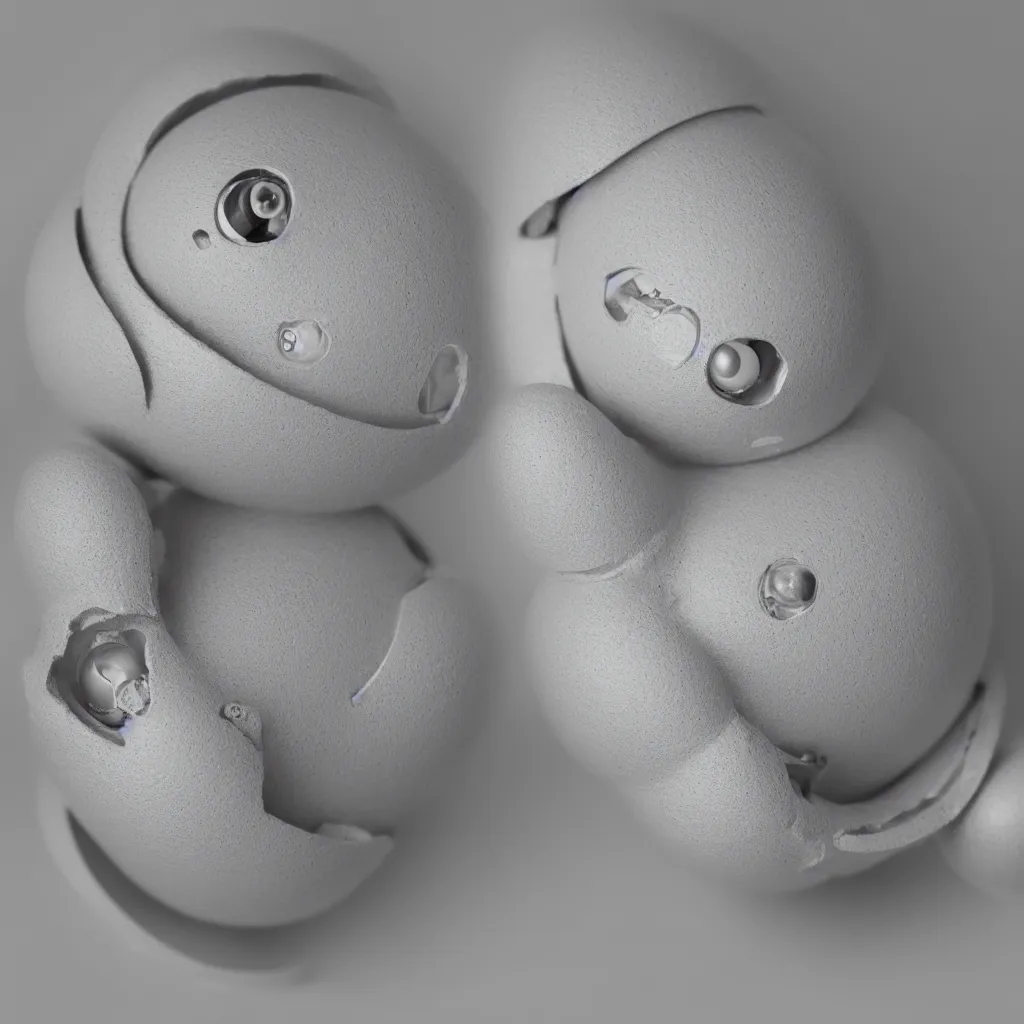 Image similar to baby robot hatching from egg, very detailed closeup studio photography, studio lighting, super realistic