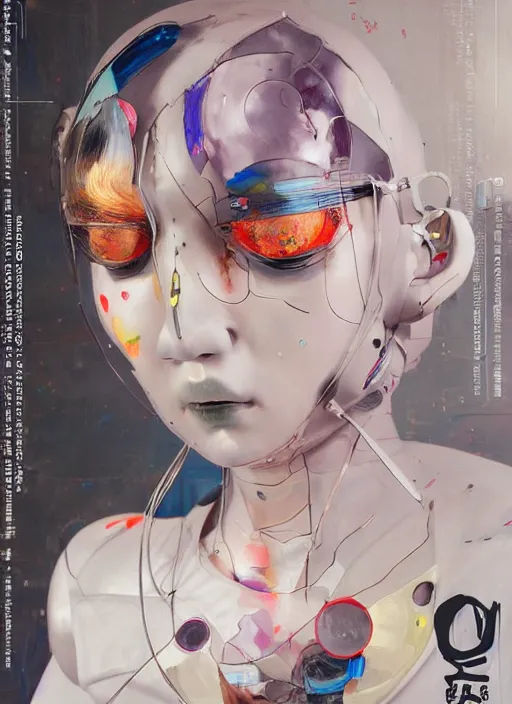 Image similar to professional art magazine photograph of a surreal contemporary art sculpture of a very attractive modular yorha android, by hikari shimoda, by jack gaughan