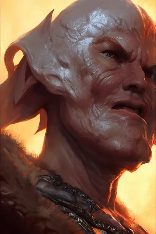 Image similar to dungeons and dragons evil warrior character closeup side profile portrait, dramatic light, dungeon background, 2 0 0 mm focal length, painted by stanley lau, painted by greg rutkowski, painted by stanley artgerm, digital art, trending on artstation