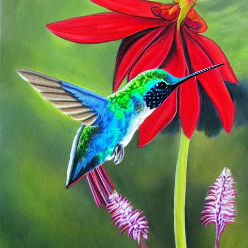 Prompt: painting of a hummingbird, beautiful