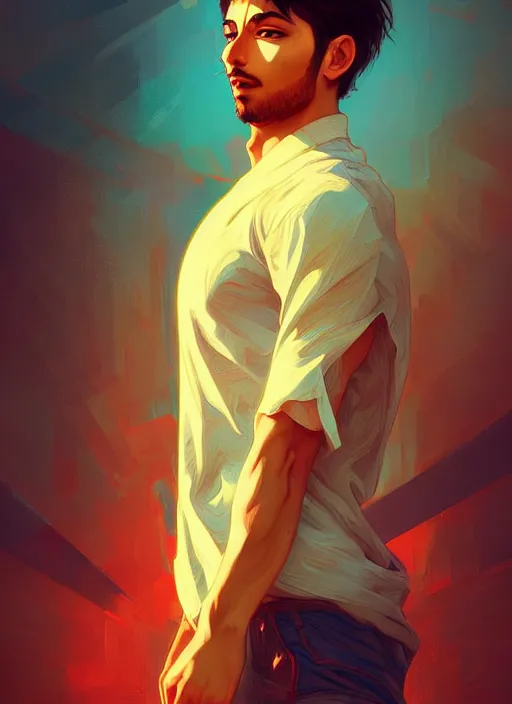 Image similar to handsome kakshi, half body shot, path traced, highly detailed, high quality, digital painting, alena aenami, lilia alvarado, shinji aramaki, karol bak, alphonse mucha, tom bagshaw