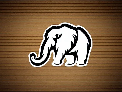 Image similar to stylized wooly mammoth!!! sports logo!!! black and white logo design sketch