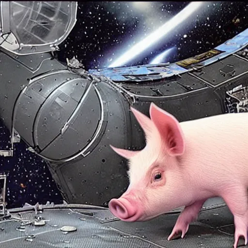 Image similar to pigs in space but with elon musk