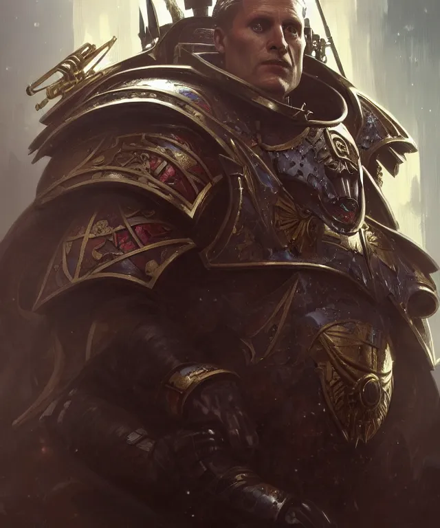 Image similar to Sir Keir Starmer as Warhammer 40k Emperor, portrait, fantasy, intricate, elegant, highly detailed, digital painting, artstation, concept art, smooth, sharp focus, illustration, art by artgerm and greg rutkowski and alphonse mucha