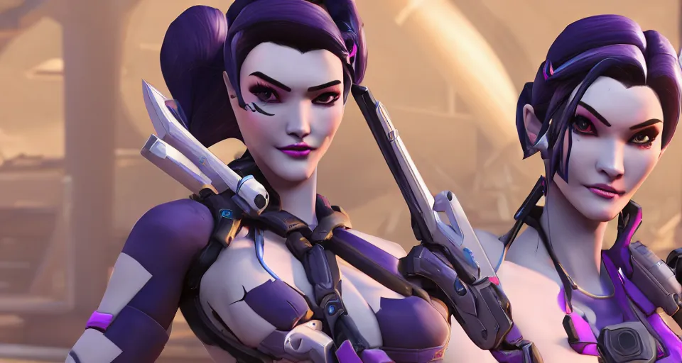 Image similar to widowmaker, overwatch, 4 k, screenshot, high detailed