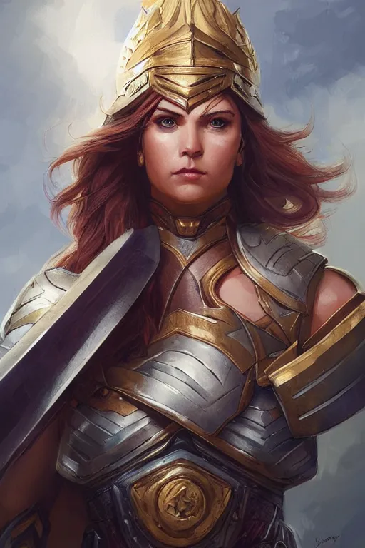 Image similar to amazon valkyrie athena, d & d, fantasy, portrait, highly detailed, headshot, digital painting, trending on artstation, concept art, sharp focus, illustration, art by artgerm and greg rutkowski and magali villeneuve