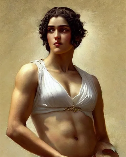 Image similar to an ancient greek athlete, beautiful face, oil on canvas, artstation, by j. c. leyendecker and edmund blair leighton and charlie bowater, beautiful face, octane, very aesthetic!!!!!!!!!!!!!!! stunning gorgeous big eyes