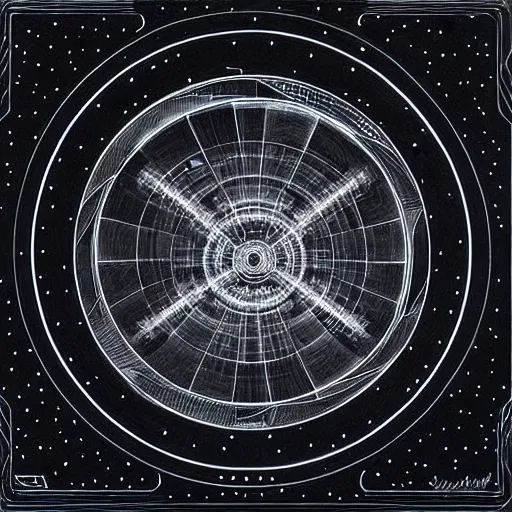 Image similar to starship enterprise, symmetry, black paper, by jean - baptiste monge