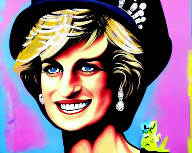 Image similar to lady diana, artwork by alec monopoly