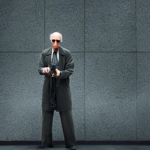 Image similar to Larry David in the Matrix, cinematic movie still, 8k HDR