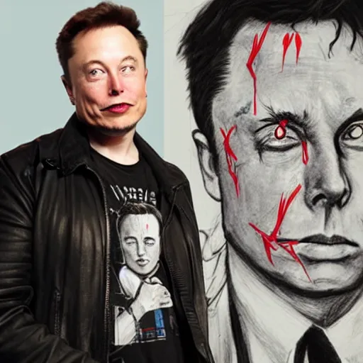 Prompt: elon musk in the syle of chiara bautista