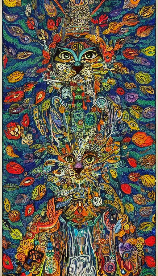 Prompt: portrait of a digital shaman, by louis wain