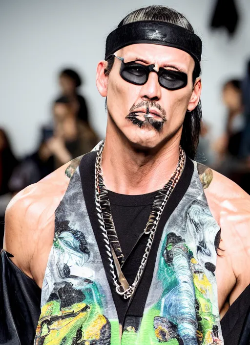 Prompt: hyperrealistic and heavy detailed balenciaga runway show of hulk hogan, leica sl 2 5 0 mm, vivid color, high quality, high textured, real life