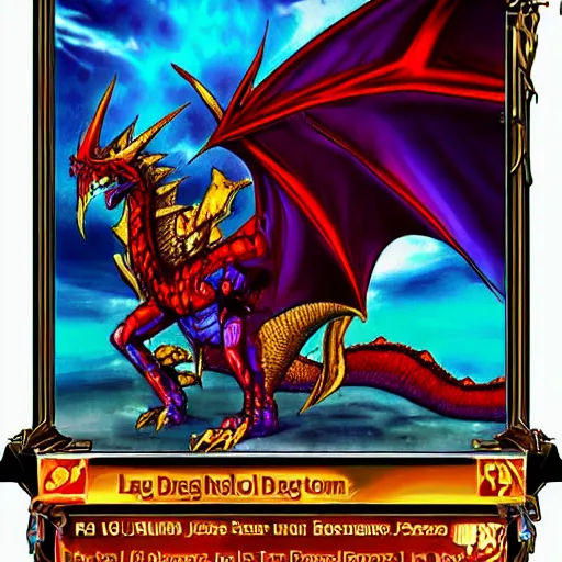 Prompt: large dragon, end boss, fire, , yugioh style