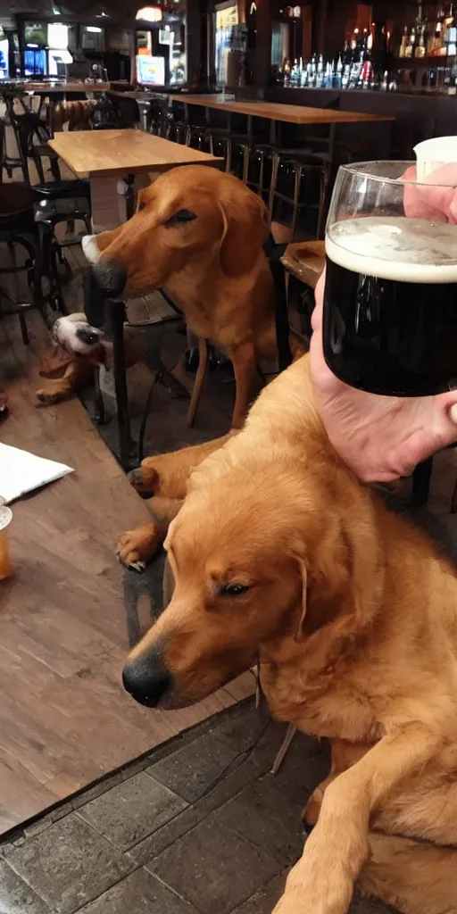 Image similar to dog drinks beer in the bar in germany