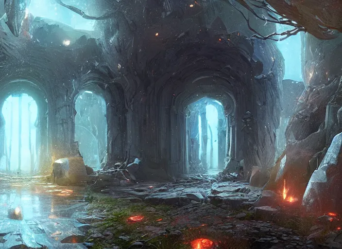 Image similar to A magical portal to another dimension by Raoul Vitale and Greg Rutkowski