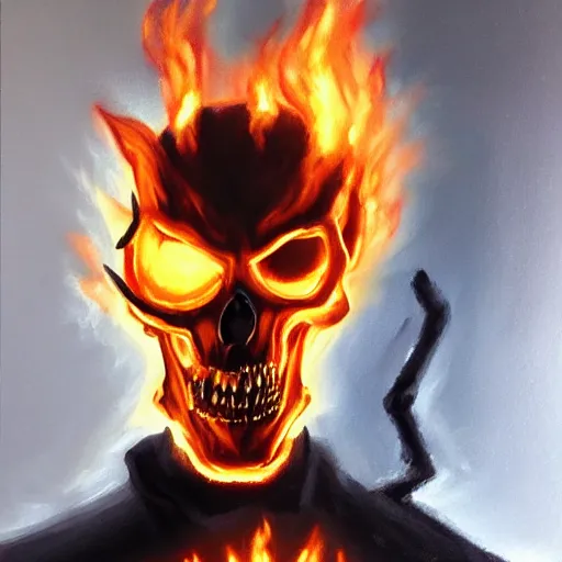 Image similar to Ghost Rider oil painting, 8K, study light