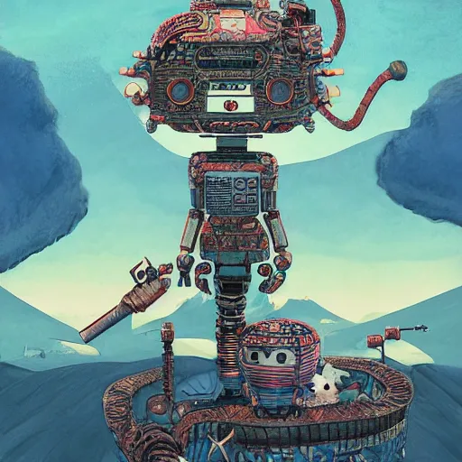 Image similar to On the morning of the robot queen's coronation, The Mekanik Doll, chubby moss kitten, Mount Fuji seen from the International Space Station, the theme of Alice in Wonderland, digital painting, concept art, illustration, deep dark, artstation, intricate, beautiful and thematically complex, ue5, by Dylan Kowalski and deiv calviz