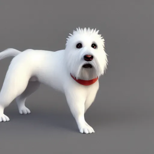 Prompt: 3 d model of a scruffy mixed breed dog, octane render, raytraced