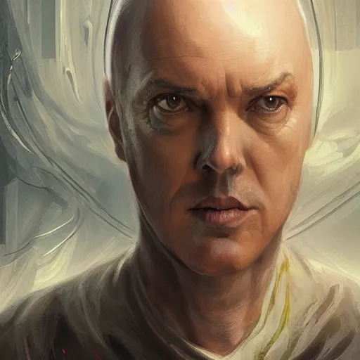 Prompt: michael keaton is a monk in a Jodorowski movie, intricate, elegant, digital painting, concept art, smooth, sharp focus, illustration, from StarCraft by Ruan Jia and Mandy Jurgens and Artgerm and William-Adolphe Bouguerea