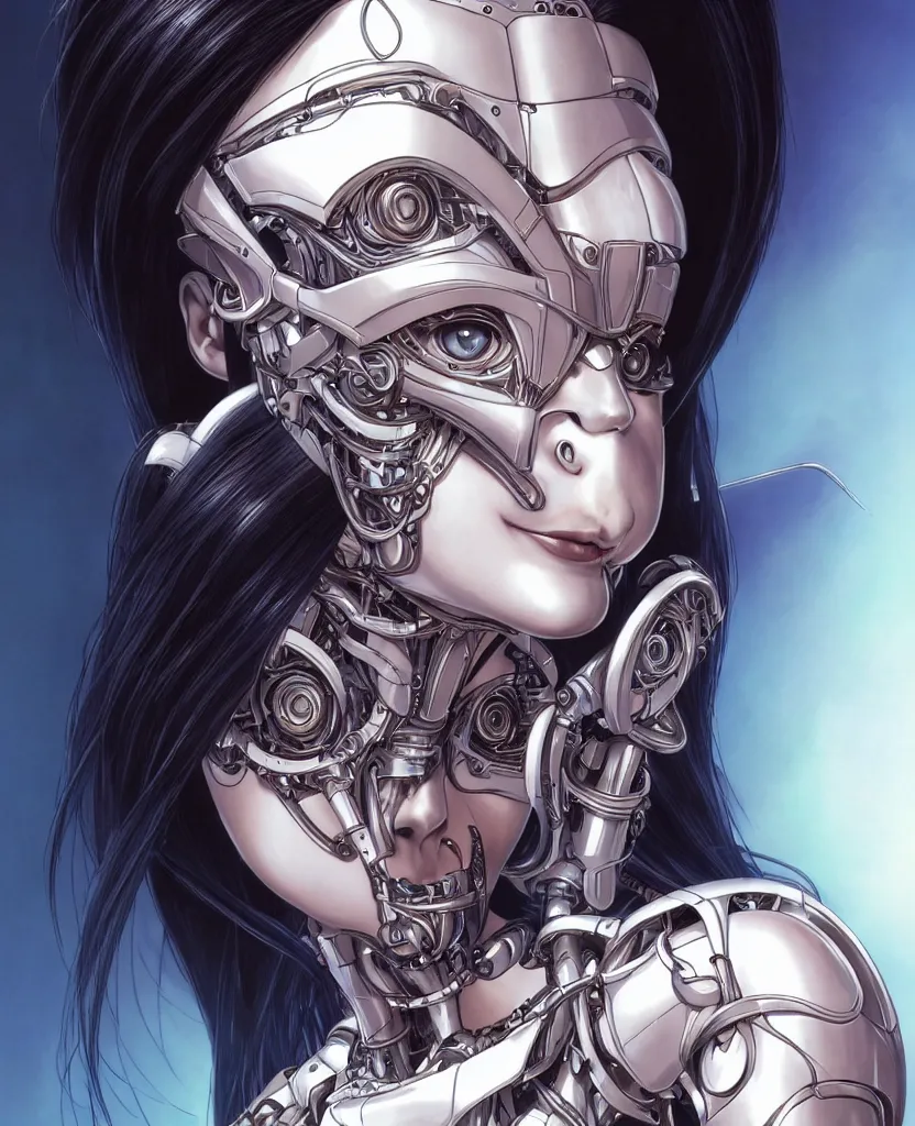 Prompt: portrait of alita by yukito kishiro, biomechanical, hyper detailled, trending on artstation