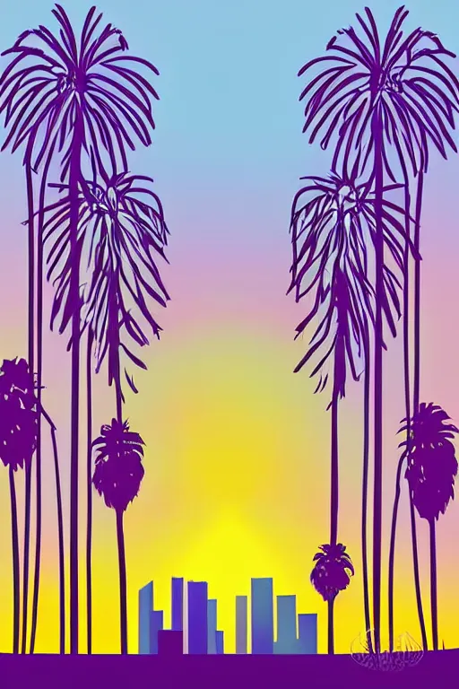 Image similar to minimalist boho style art of colorful los angeles at sunrise, illustration, vector art