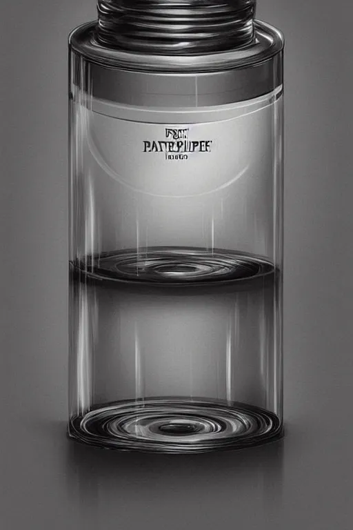 Prompt: concept art of a patek philippe white dietary supplement in a transparent bottle with big black sticker on it by aenaluck, artgerm and roberto ferri and greg rutkowski, blue and white tones, digital painting, artstation, concept art, smooth, sharp foccus ilustration hq