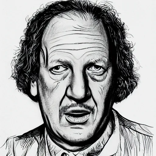 Prompt: a drawing of arbejdet werner herzog by robert crumb