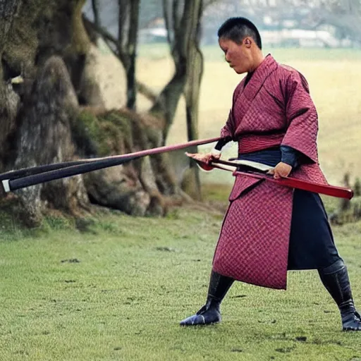 Image similar to angry samurai cutting the beaf