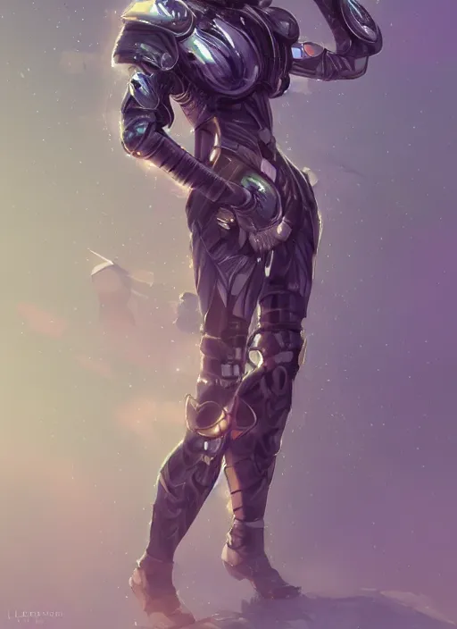 Image similar to of a full body, center frame hyper realistic digital arthero pose of a timepunk war cleric in a futuristic pearl armor, antenna tech helmet, dark gloomy environment. trending on artstation, art by lois van baarle by sung choi by john kirby artgerm style pascal blanche