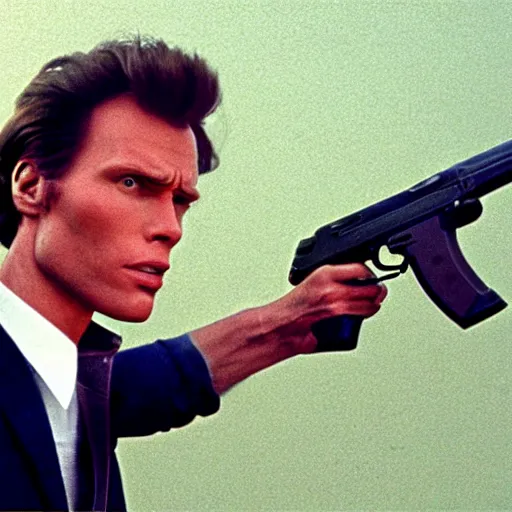 Image similar to Live Action Still of Jerma985 in Dirty Harry, real life, hyperrealistic, ultra realistic, realistic, highly detailed, epic, HD quality, 8k resolution, body and headshot, film still