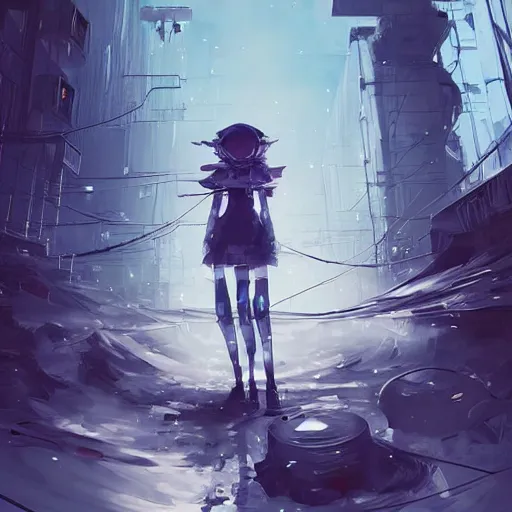 Image similar to white and teal colors. highly detailed post-cyberpunk sci-fi utility poles in style of cytus and deemo, mysterious vibes, by Akihiko Yoshida, by Greg Tocchini, nier:automata, set in half-life 2, beautiful with eerie vibes, very inspirational, very stylish, surrealistic, perfect digital art, mystical journey in strange world, bastion game