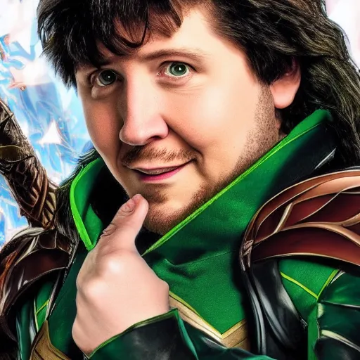 Image similar to Jon Tron as loki in the avengers, hyperrealistic