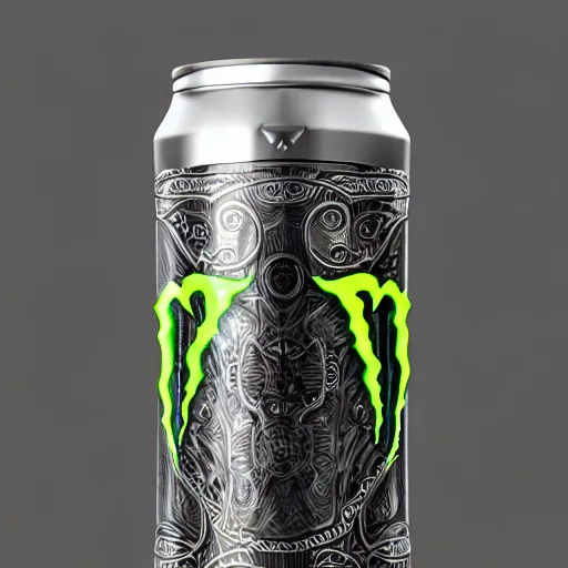 Image similar to aluminian can of monster energy drink, intricate and very very beautiful and elegant, highly detailed, digital painting, artstation, concept art, smooth and sharp focus, illustration