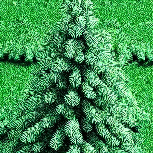 Image similar to “ hd photograph of a miniature 3 d pine tree model made of digital pixels ”