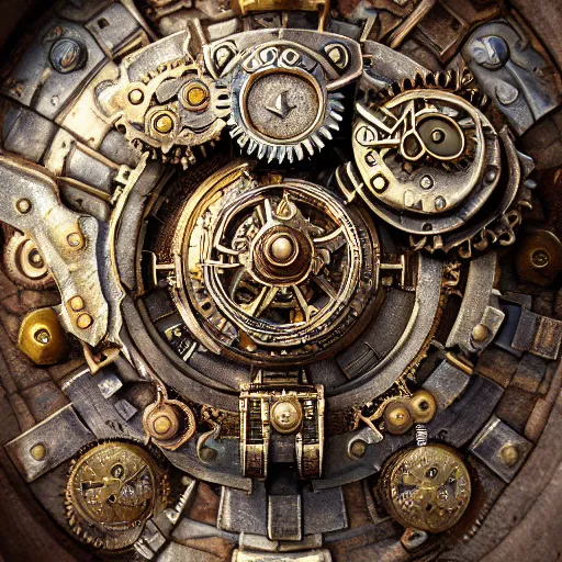 Prompt: A steampunk sacred seed portrait made of engraved full plate armor and gears, Macro shot by Justin Gerard, unreal engine, physically based rendering