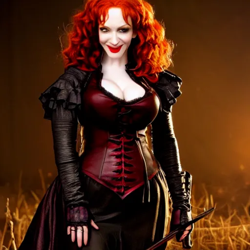 Prompt: full body photo of a christina hendricks as a vampire warrior, highly detailed, 8k, award winning