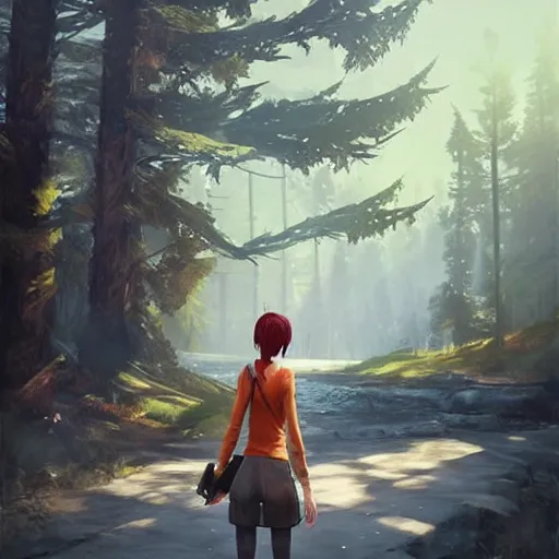 Image similar to the giant nine - tailed fox, style game square enix life is strange remake, trending on artstation, painted by greg rutkowski, render with game the last of us parte ii details