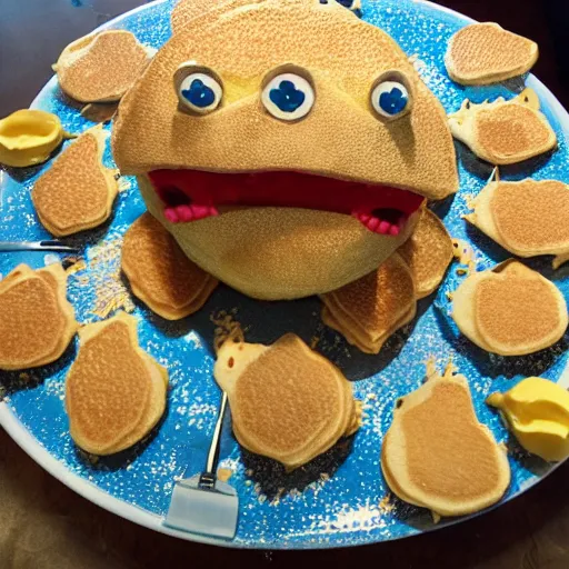 Prompt: godzilla made of pancakes