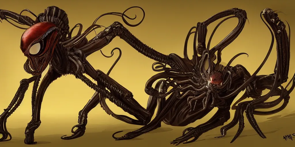 Image similar to previously unseen spider xenomorph, concept art, character concept, Alien,