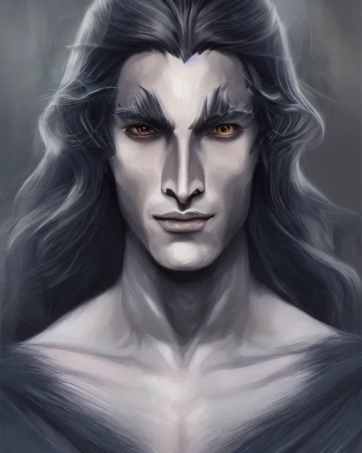 portrait of a feminine male dark elf, obsidian skin, | Stable Diffusion ...